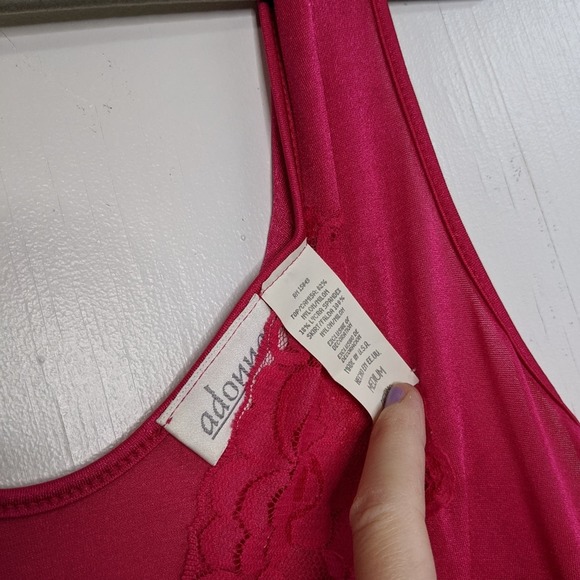 VTG Adonna Slip Lingerie Maxi Dress Lace Pink - Picture 4 of 7